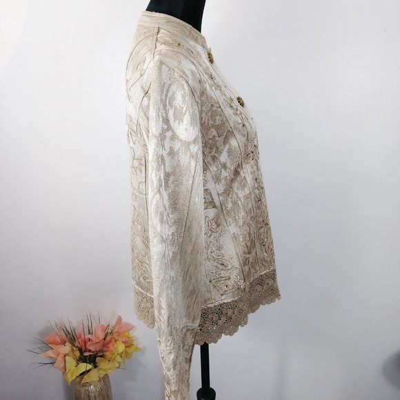 Flashback vintage cream gold jacket size M - Picture 3 of 10